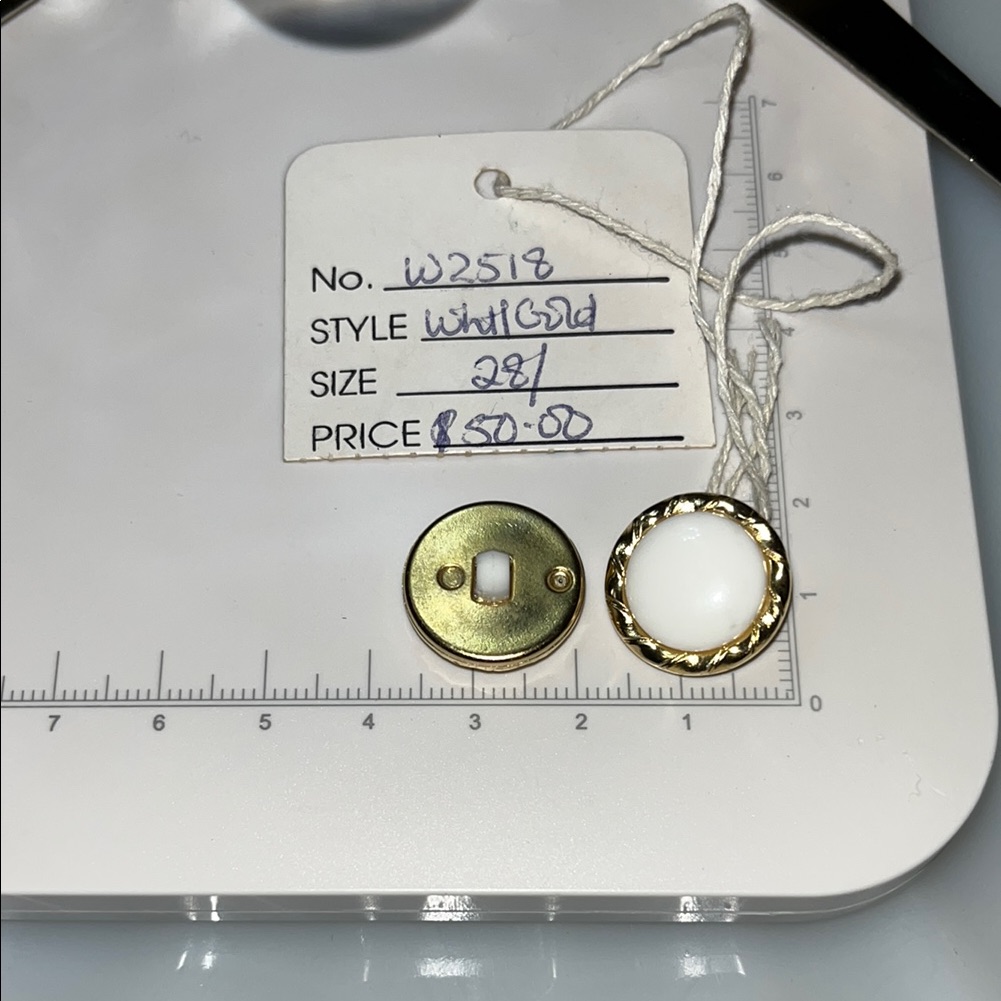 22 Vintage Gold Tone And White Buttons Original Tag